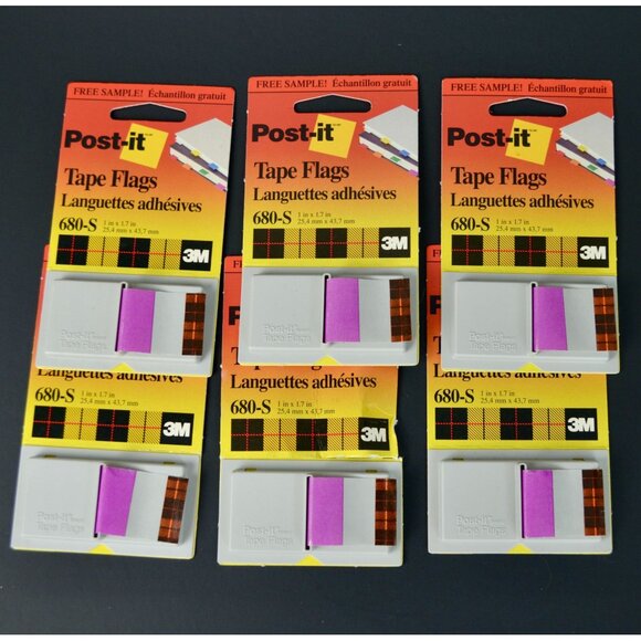 Post-It Tape Flags 680-S Plaid Vintage New NOS Sample Packs of 6 - Picture 1 of 1